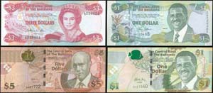 BAHAMAS: 3 Dollars (Law 1974 - ND 1984) + 1 ... 