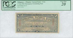 PHILIPPINES: 1 Peso (1941) in blue. Inside ... 