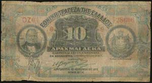 GREECE: 10 drx (20.3.1913) in black on ... 