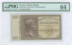 GREECE: 1000 Drachmas (ND 1941) in brown ... 