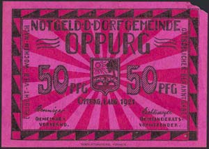 GERMANY: 50 Pf (1.8.1921) by Oppurg (SWE/Th) ... 