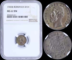 ROMANIA: 1 Ban (1900 B) in copper. Obv: Head ... 