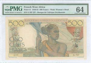 FRENCH WEST AFRICA: 500 Francs (29.12.1950) ... 