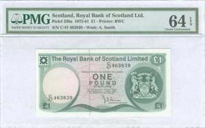 SCOTLAND: 1 Pound (1.5.1981) in dark green ... 