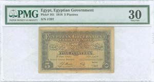 EGYPT: 5 Piastres (1.6.1918) in purple on ... 
