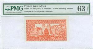 FRENCH WEST AFRICA: 1/2 Franc (ND 1944) in ... 