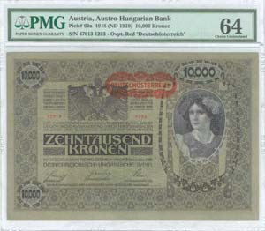 AUSTRIA: 10000 Kronen (ND 1919) in purple ... 