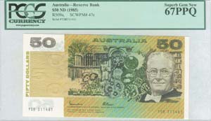 AUSTRALIA: 50 Dollars (ND 1985) in dark ... 