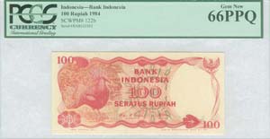 INDONESIA: 100 Rupiah (1984) in red on ... 
