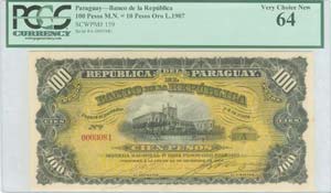 PARAGUAY: 100 Pesos M.N. (1907) in black on ... 