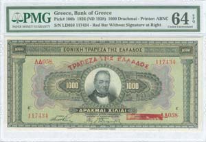 GREECE: 1000 Drachmas of 1928 Third ... 
