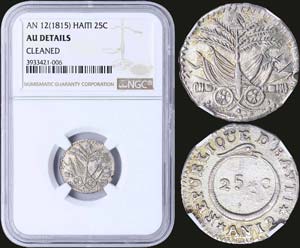 HAITI: 25 Centimes {An 12 (1815)} in silver. ... 