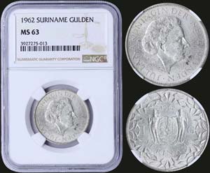 SURINAME: 1 Gulden (1962) in silver (0,720). ... 