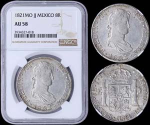 MEXICO: 8 Reales (1821MO JJ) in silver ... 