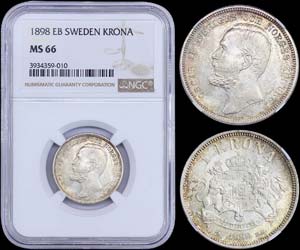SWEDEN: 1 Krona (1898 EB) in silver (0,800). ... 