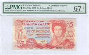 FALKLAND ISLANDS: 5 Pounds (14.6.1983) in ... 