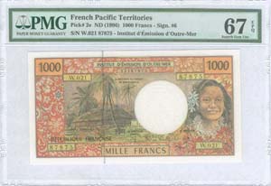 FRENCH PACIFIC TERRITORIES: 1000 Francs (ND ... 