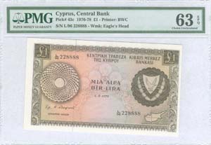 CYPRUS: 1 Pound (1.5.1978) in brown on ... 