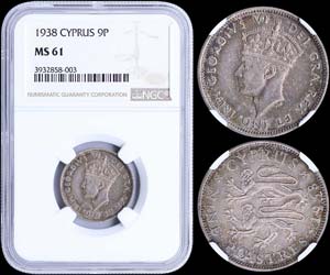 CYPRUS: 9 Piastres (1938) in silver (0,925). ... 