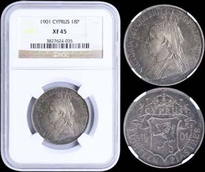 CYPRUS: 18 Piastres (1901) in silver ... 