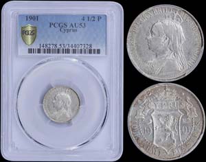 CYPRUS: 4 1/2 Piastres (1901) in silver ... 
