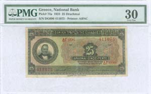 GREECE: 25 Drachmas (15.4.1923) in black on ... 