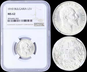 BULGARIA: 1 Lev (1910) in silver (0,835). ... 