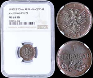 ALBANIA: 1 Qindar Ar (1935 R PROVA) in ... 