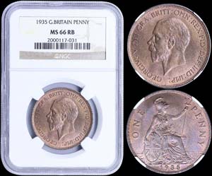 GREAT BRITAIN: 1 Penny (1935) in bronze. ... 