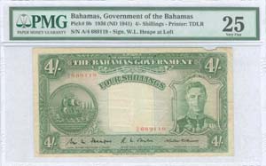 BAHAMAS: 4 Shillings (Law 1936 - ND 1941) in ... 
