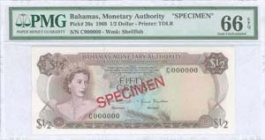 BAHAMAS: 1/2 Dollar (Law 1968) specimen in ... 