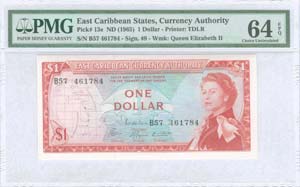 EAST CARIBBEAN STATES: 1 Dollar (ND 1965) in ... 