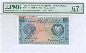  BANKNOTES OF CYPRUS - CYPRUS: Specimen of ... 