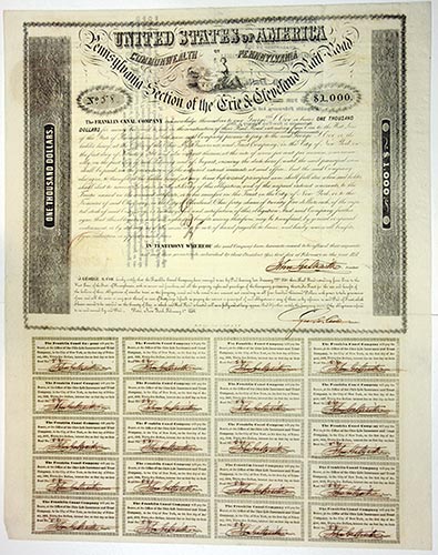 Pennsylvania. 1851, $1,000 Issued ... 