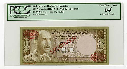 Afghanistan. 1961-63, 500 ... 
