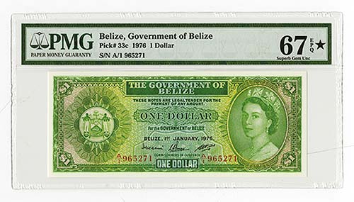Belize, $1, P-33c, Issued, green ... 