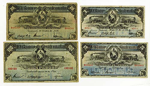 Guatemala, Lot of 4 issued notes, ... 