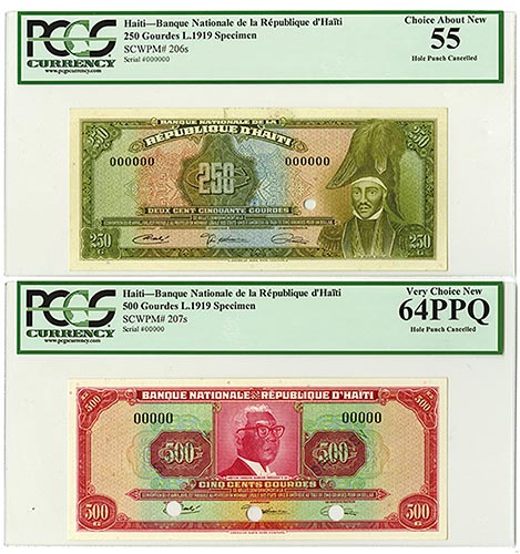 Haiti, Lot of 2 notes, both with ... 