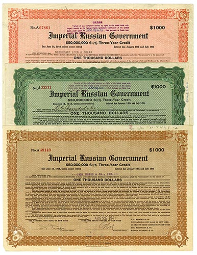 Russia. Lot of 3 bonds, All are ... 