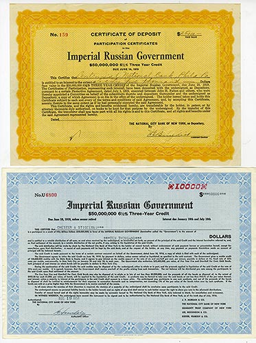 Russia. Lot of 2 bonds, Includes ... 