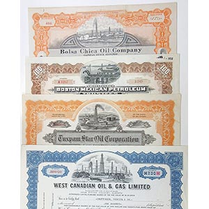 Lot of 9 I/C Stock Certificates Including ... 