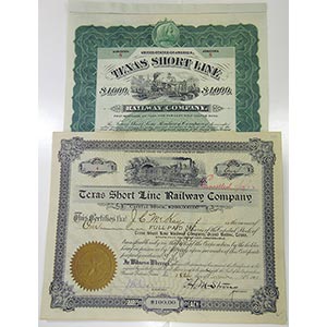 Texas. Stock and Bond certificate from same ... 