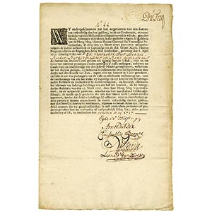 Netherlands. Partly printed document. Signed ... 
