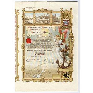 Bruges, Belgium. 500 Franc bond, 1904, No. ... 