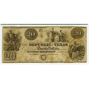 Texas, 1839, $20, Cr. A-6, Native ... 