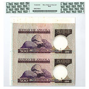 Angola. Uncut pair of notes, 500 ... 