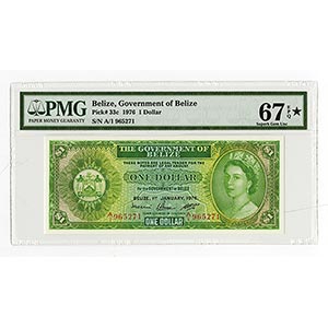 Belize, $1, P-33c, Issued, green on ,/c, ... 
