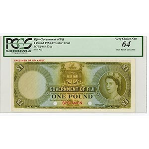 Fiji, £1, P-53cts, Olive green on ... 