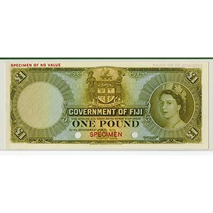 Fiji, £1, P-53cts, Olive green on ... 