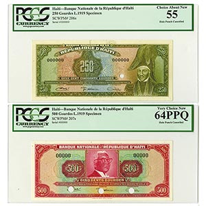 Haiti, Lot of 2 notes, both with ... 